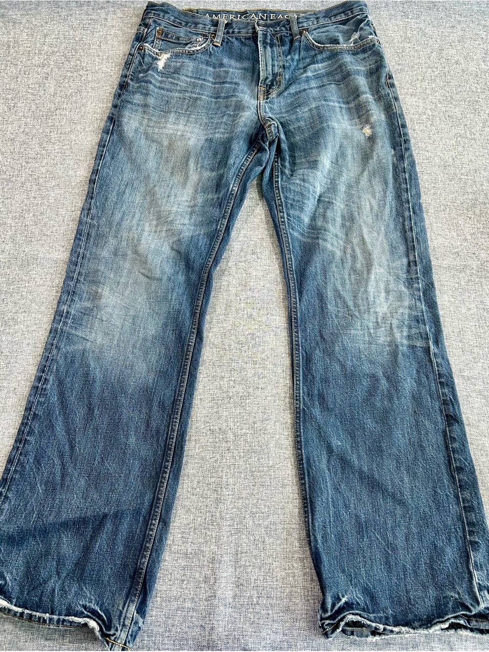 American Eagle Outfitters Men’s Blue Distressed Bootcut Jeans